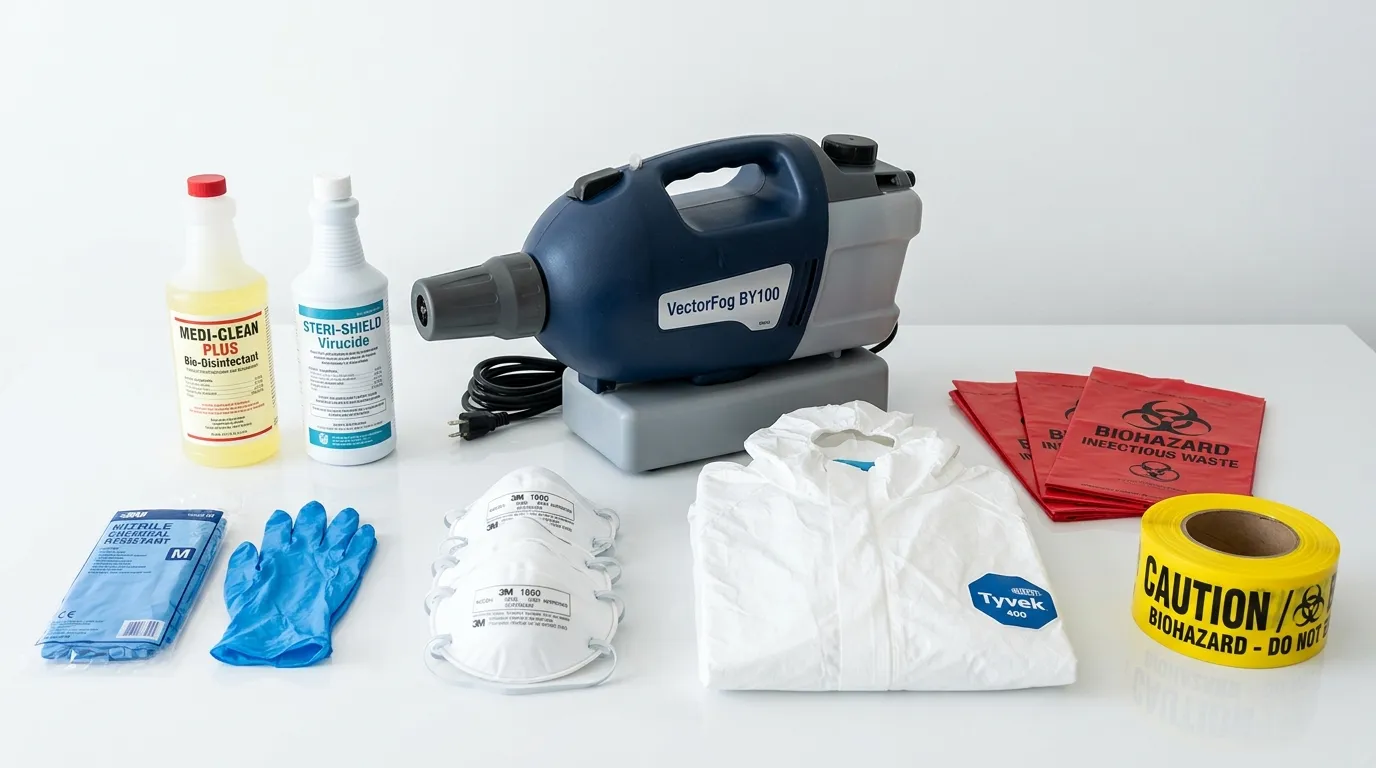 Professional biohazard remediation crew working in Fostoria