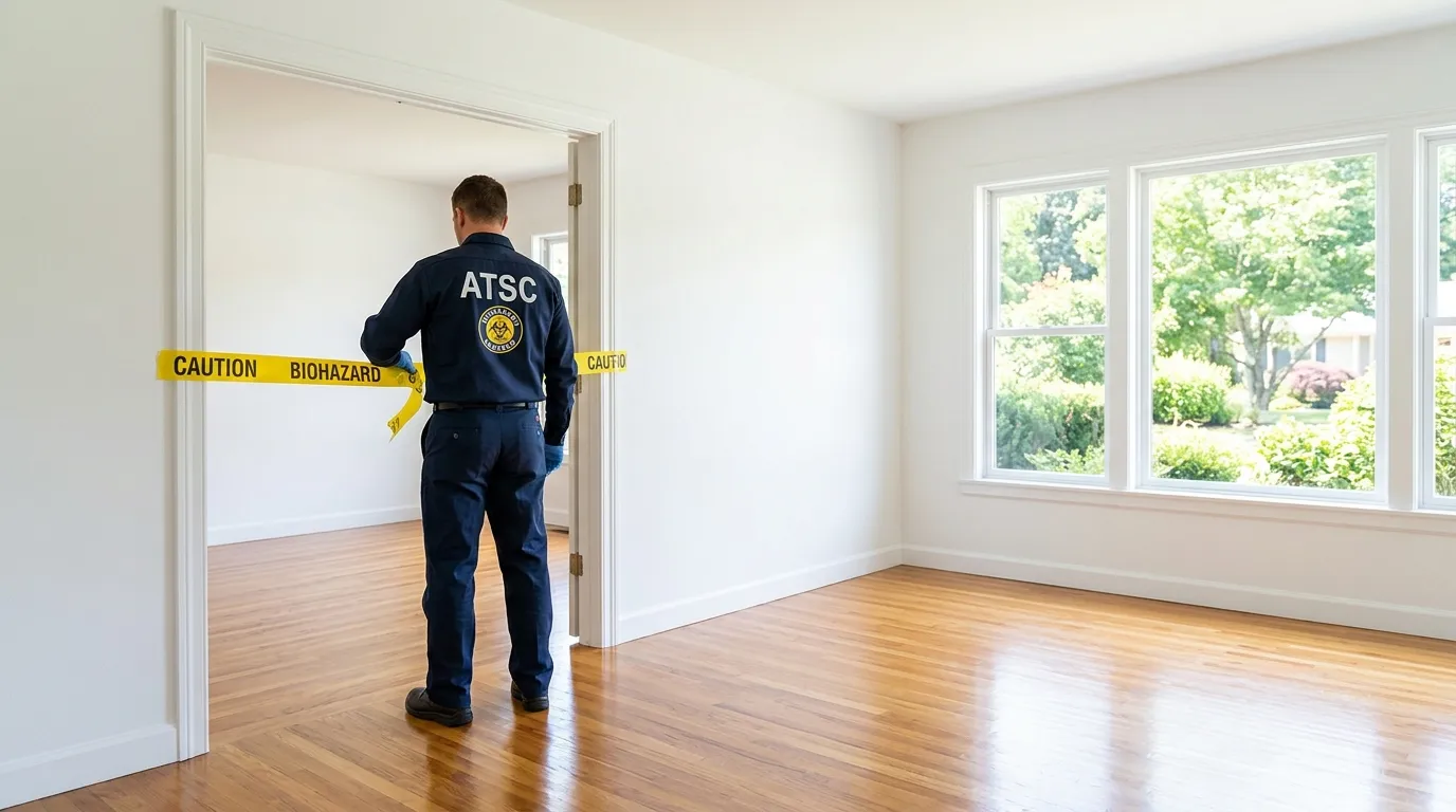 Certified biohazard cleanup crew performing Decomposition Cleanup in Fostoria